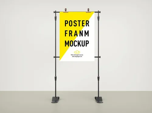 金属展架画框海报样机贴图展示模板 Frame poster mockup