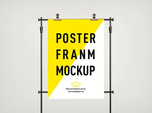 金属展架画框海报样机贴图展示模板 Frame poster mockup