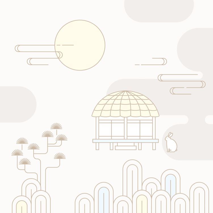 东方中式传统简约清新风中秋AI插画素材