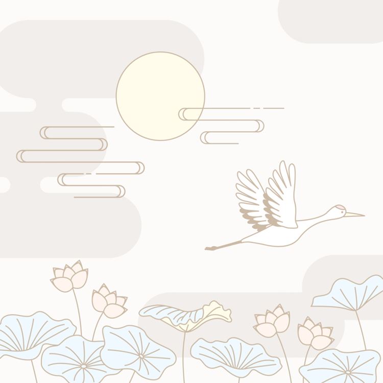 东方中式传统简约清新风中秋AI插画素材