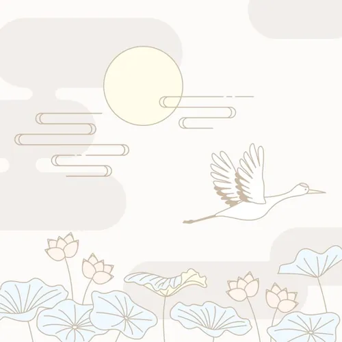 东方中式传统简约清新风中秋AI插画素材