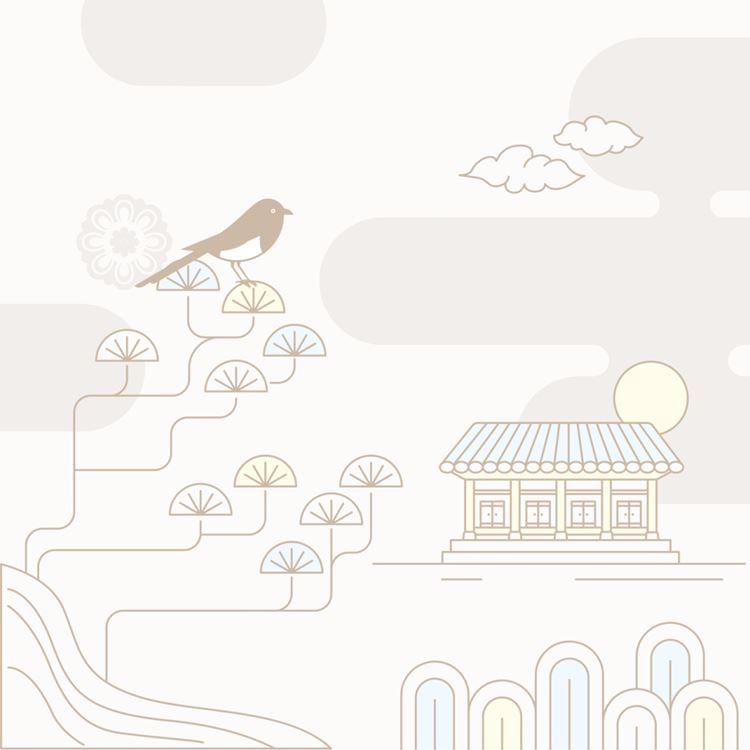 东方中式传统简约清新风中秋AI插画素材