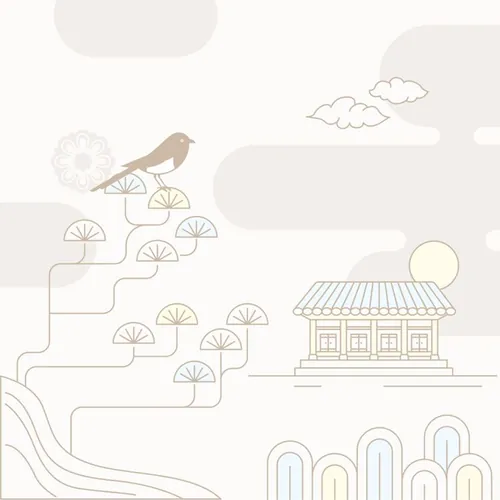 东方中式传统简约清新风中秋AI插画素材