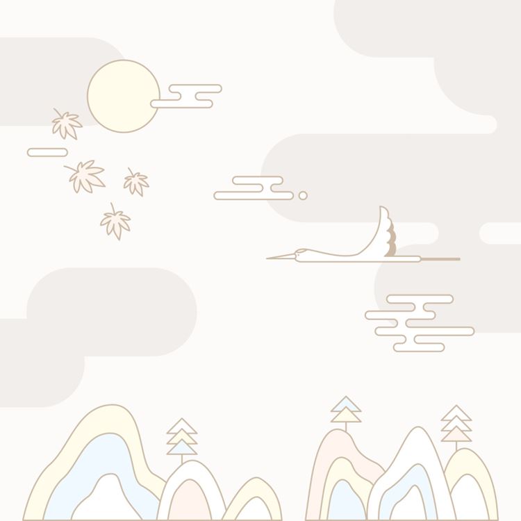 东方中式传统简约清新风中秋AI插画素材