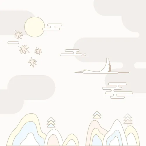 东方中式传统简约清新风中秋AI插画素材