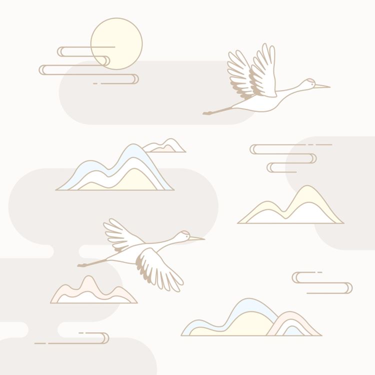 东方中式传统简约清新风中秋AI插画素材