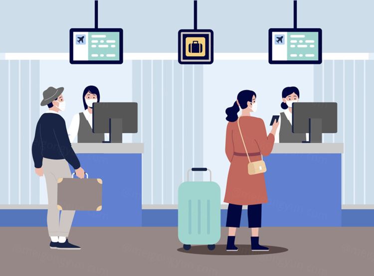 新冠疫情外出工作生活交通旅行社交隔离AI矢量插画