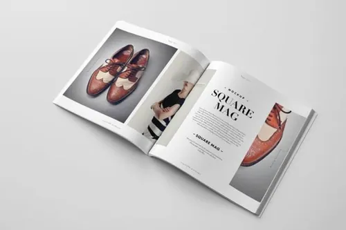 方形杂志画册样机 Square Magazine Mock-up