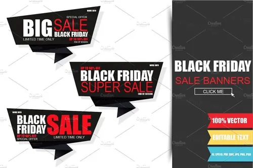黑色星期五促销标签设计素材Black Friday Sale Banner