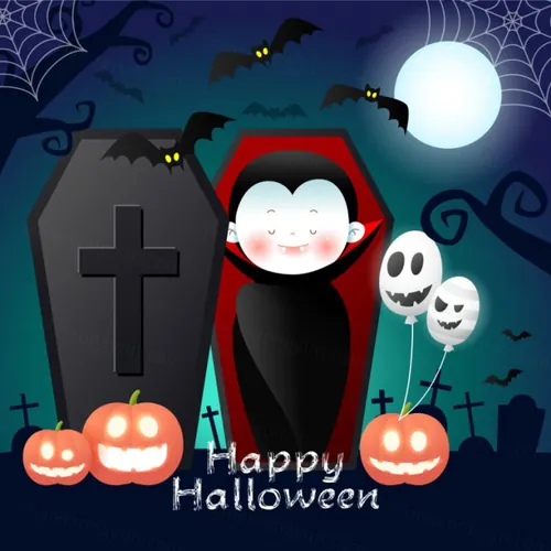 卡哇伊可爱万圣节装饰女巫僵尸男巫南瓜元素矢量素材 Happy Halloween