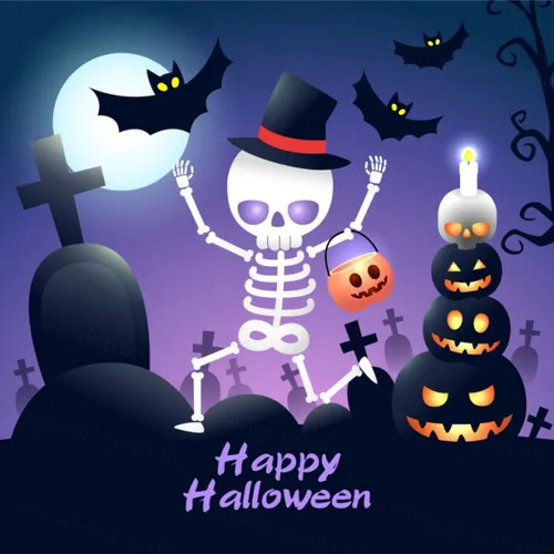 卡哇伊可爱万圣节装饰女巫僵尸男巫南瓜元素矢量素材 Happy Halloween