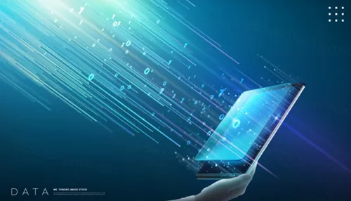 高科技现代手机移动5G通讯高速数据网络传输宣传CG合成概念海报PSD模板