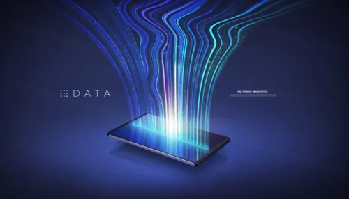 高科技现代手机移动5G通讯高速数据网络传输宣传CG合成概念海报PSD模板
