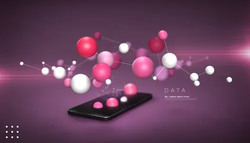 高科技现代手机移动5G通讯高速数据网络传输宣传CG合成概念海报PSD模板
