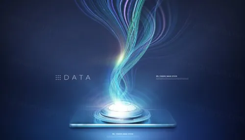 高科技现代手机移动5G通讯高速数据网络传输宣传CG合成概念海报PSD模板