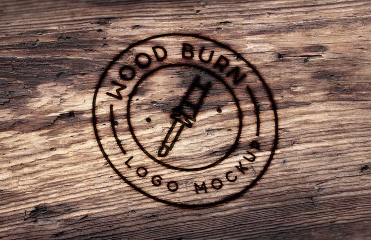 灼烧效果Logo 展示样机模板 Wood Burn Logo Mockup