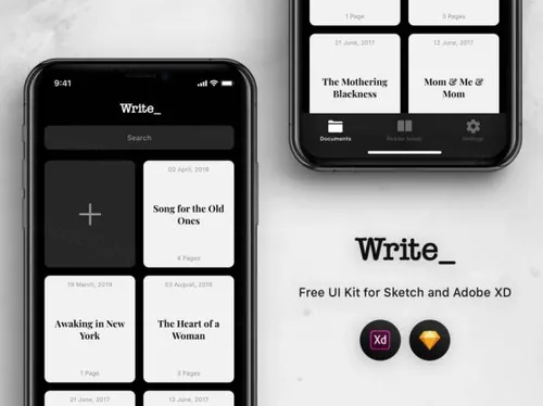 用于写作的移动界面设计工具包 Writting | Write ui kit 每