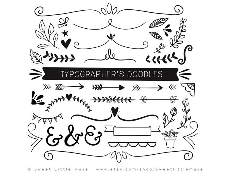有趣的手绘涂鸦Doodle Clip Art for Typographers