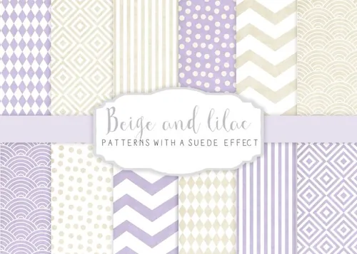 米色和丁香无缝背景设计素材 Beige and Lilac patterns