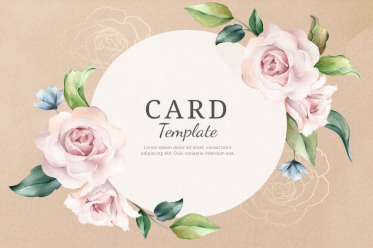 优雅的水彩手绘花艺设计邀请函贺卡AI矢量模板