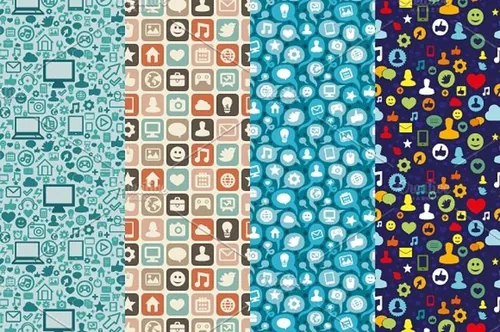 8种社交网站图标组合成的背景纹理图案 8 patterns