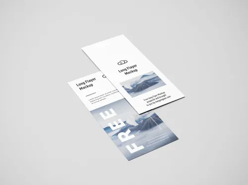 长条传单贴图样机PSD模板素材免费下载 Long flyer mockup