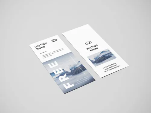 长条传单贴图样机PSD模板素材免费下载 Long flyer mockup