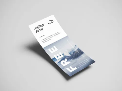 长条传单贴图样机PSD模板素材免费下载 Long flyer mockup