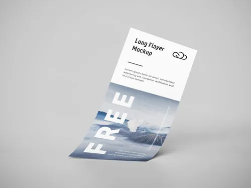 长条传单贴图样机PSD模板素材免费下载 Long flyer mockup