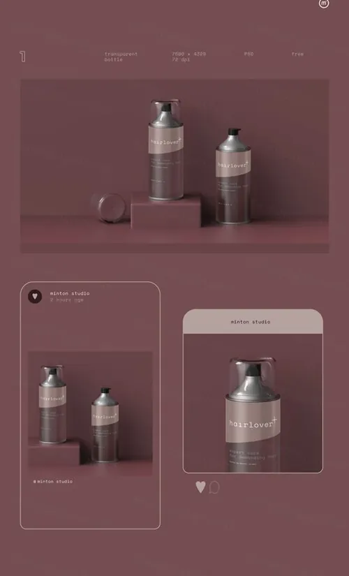 发型发胶啫喱水美发产品包装贴图样机PSD模板 Hairlover Bottle Mockup