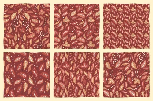 秋季主题树叶线条无缝背景设计素材 6 Autumnal Pa