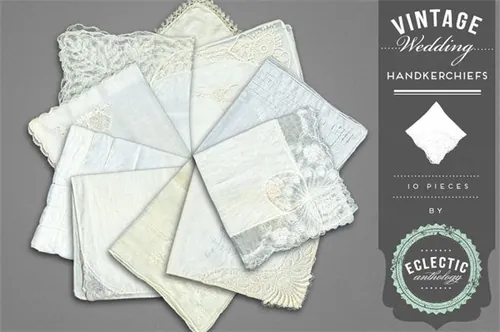 复古白色蕾丝婚纱手帕图形 Vintage-Lace-Wedding-Handkerchiefs