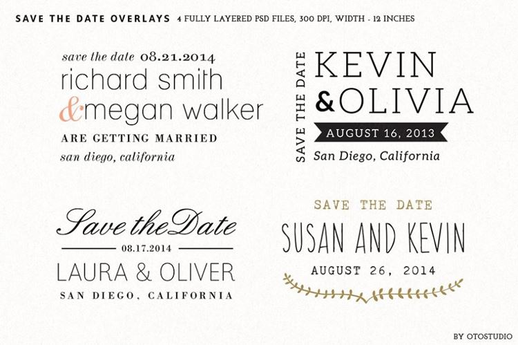 自定义颜色和文字Save the Date Overlays - Set