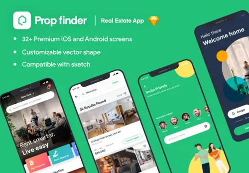 高端房地产移动应用APP界面设计UI工具包 Prop Finder iOS Pr