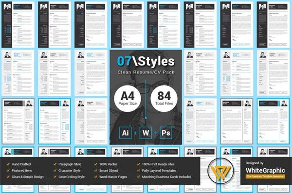 七种干净简约风格的简历模板合集包 07Styles Clean Resume Pack