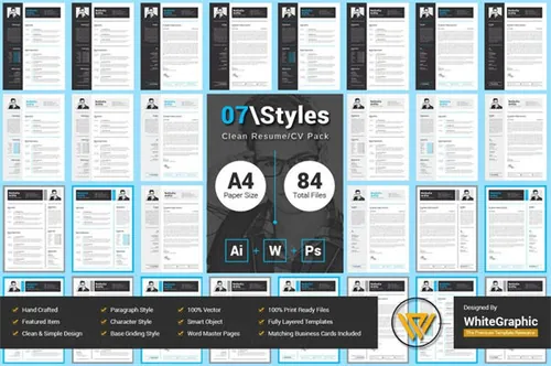 七种干净简约风格的简历模板合集包 07Styles Clean Resume Pack