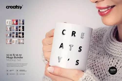 时尚马克杯样机模板11oz_15_oz_White_Mug_Mockup_Set