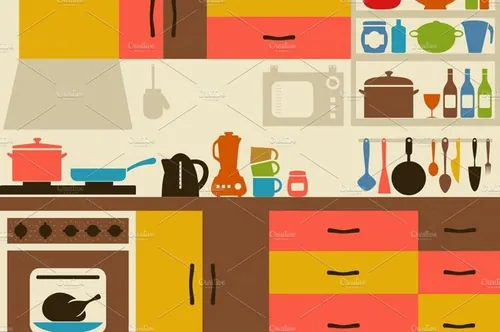 厨房用具矢量插图Kitchen