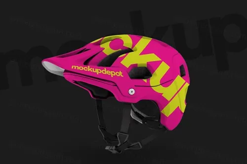 4k山地自行车头盔PSD样机4K Mountain Bike Helmet PSD Mockup 1541901
