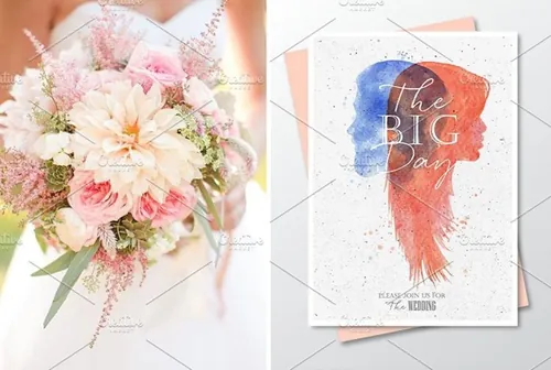 手绘水彩图案装饰素材 Wedding-face