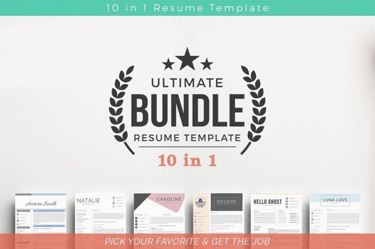 价值$300美元的简历合集包 10 in 1 Resume Templates Bundle