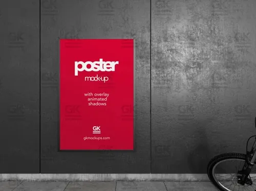 带人物走动阴影的海报样机PSD模板 Poster Mockup with Animated Shadow