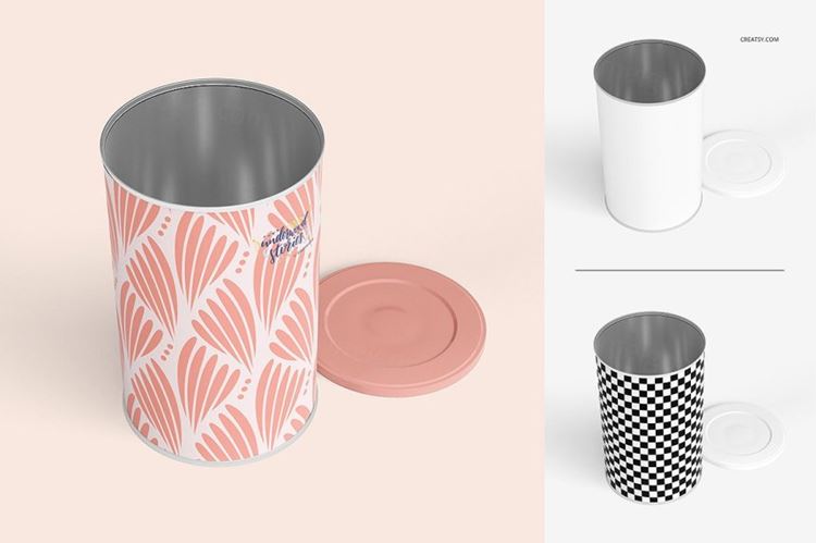 铁罐模型包装贴图模板mockups Tin Canister Mockup Set