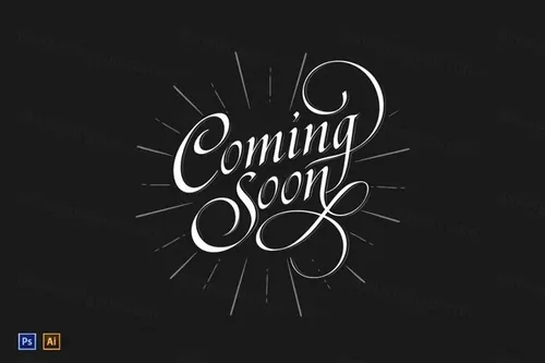 书法文字装饰英文素材Coming Soon Calligraphic Sign