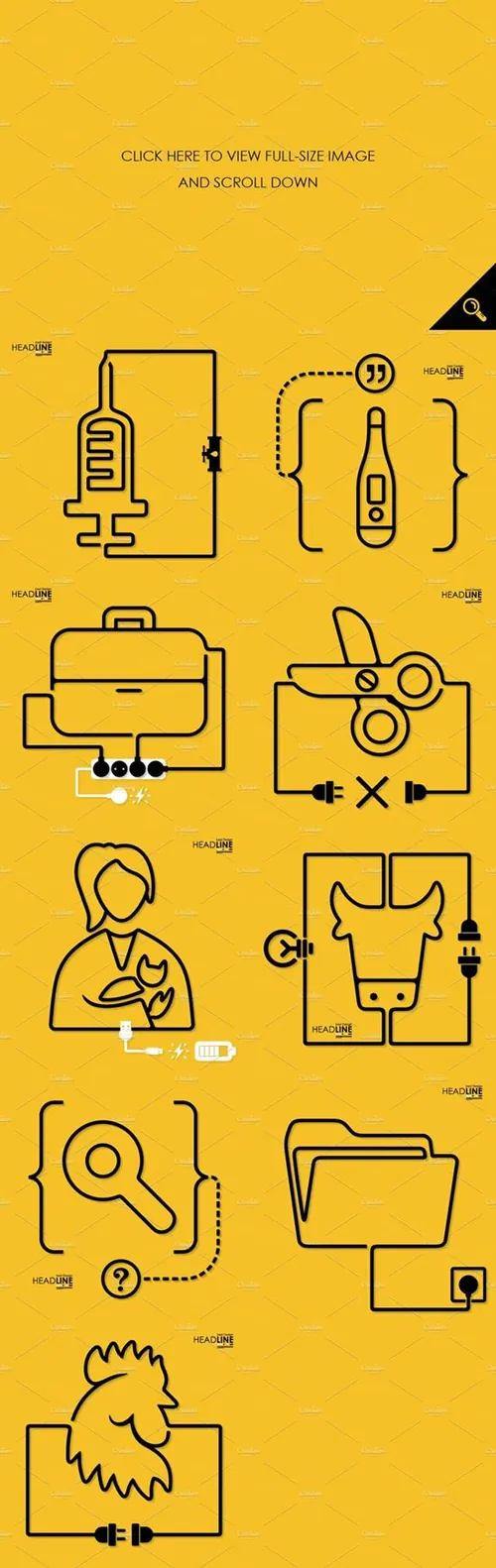 黄色背景设计素材Connection flat design: veterinary