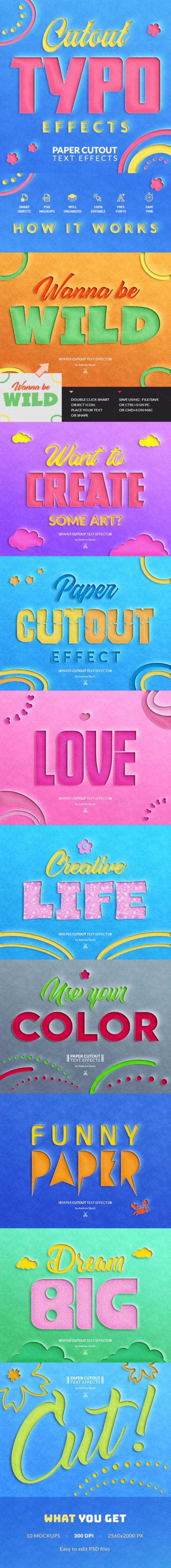 3D彩色剪纸文字效果图层样式素材