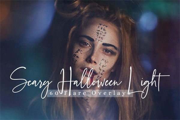 恐怖的万圣节散景灯效果照片叠层