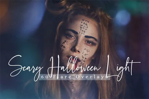 恐怖的万圣节散景灯效果照片叠层