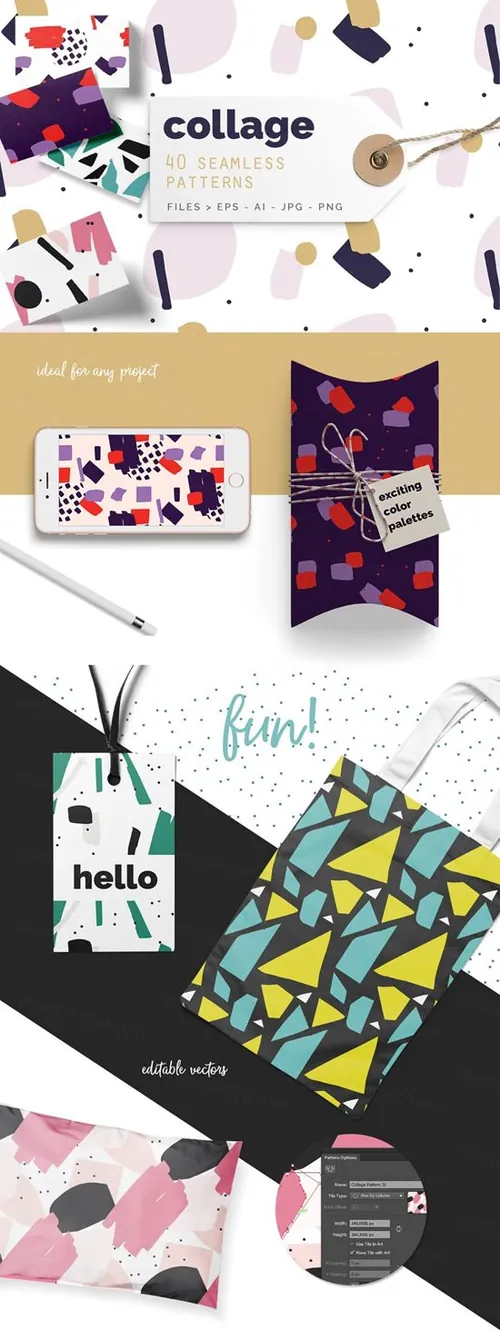 抽象的多姿多彩的背景纹理素材Collage-Abstract