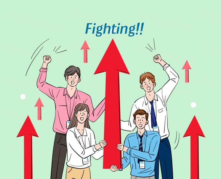 团队加油鼓劲团结合作企业文化宣传矢量插画人物素材 Fighting!!